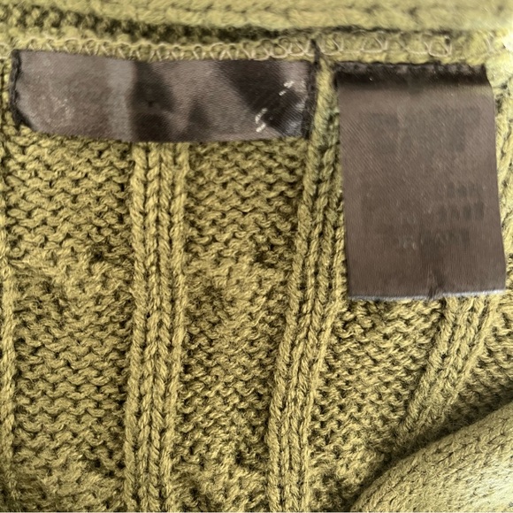 Mandee Cable Knit Bat Sleeve Duster Cardigan Green Sz L - Picture 16 of 16